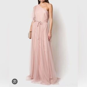 Marchesa Notte Palermo Sleeve Long Gown (size 14, pink)